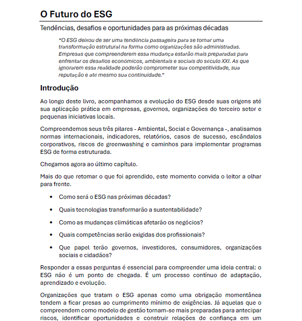 Página do capítulo O Futuro do ESG